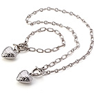 Fashion Acrylic CCB Silver Like Loop Chain With Heart Pendant Sets (Necklace With Matched Bracelet)