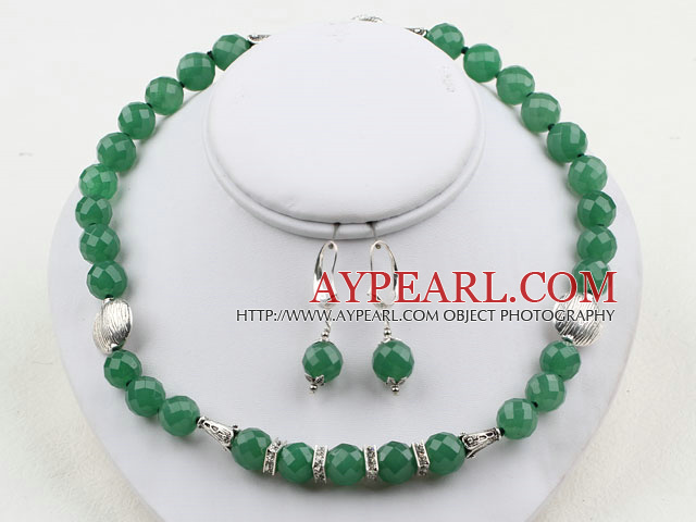 12mm FacetedAventurine Set ( Necklace and Matched Earrings )