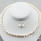 8-9mm White Baroque Pearl Set ( Necklace and Matched Earrings )