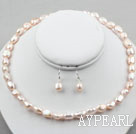 8-9mm Light Purple Baroque Pearl Set ( Necklace and Matched Earrings )