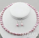 8-9mm Purple Baroque Pearl Set ( Necklace and Matched Earrings )