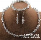 Faceted Gray Crystal Set ( Necklace Bracelet and Matched Earrings )