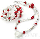 Wholesale White and Red Series Clear Crystal and Red Candy Jade and White Porcelain Stone Set