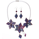 Gorgeous Purple Flower Shape Acrylic Party Necklace with Matched Earrings