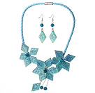 Gorgeous Blue Flower Shape Acrylic Party Necklace with Matched Earrings