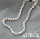8-9mm A Grade Natural White Freshwater Pearl Beaded Necklace with Sterling Silver Clasp