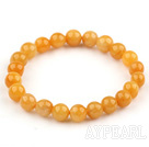 8mm Round Natural Yellow Jade Stretch Bangle Bracelet