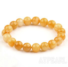 10mm Round Natural Yellow Jade Stretch Bangle Bracelet
