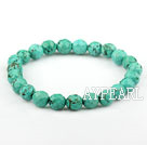 Wholesale 8mm Faceted Natural Turquoise Beaded Elastic Bangle Bracelet