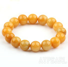 12mm Round Natural Yellow Jade Stretch Bangle Bracelet