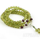 Natural Olive Rosary / Prayer Bracelet with Sterling Silver Accessory and A Grade Garnet ( Total 108 Beads )
