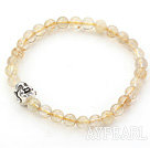 Wholesale Natural Citrine Chips and Tibet Silver Buddha's Head Stretch Bangle Bracelet