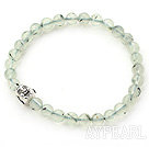 Natural Prehnite and Tibet Silver Buddha's Head Stretch Bangle Bracelet
