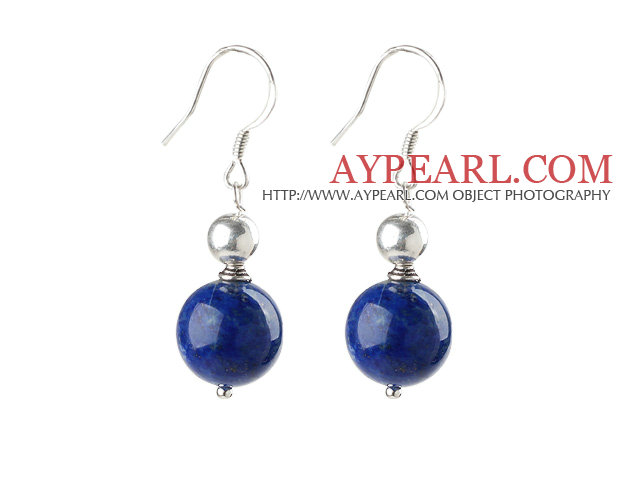 Simple Design Lapis Earrings with Sterling Silver Beads