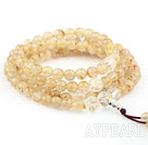 Wholesale Natural Golden Rutilated Quartz and Clear Crystal Rose Flower Prayer Bracelet ( Rosary Bracelet)