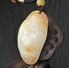 A Grade Huanglong Jade Maitreya Pendat with Brown Thread