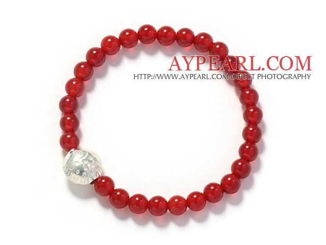 A Grade Round Carnelian and Fish Shape Accessory Stretch Bangle Bracelet