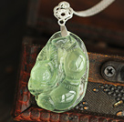 A Grade Prehnite Pea Shape Pendant with Sterling Silver Chain ( You can choose one from two designs)