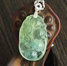 A Grade Prehnite Pea Shape Pendant with Sterling Silver Chain ( You can choose one from four designs)