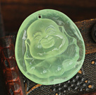 A Grade Prehnite Laughing Buddha Pendant with Sterling Silver Chain ( You can choose one from two designs)
