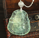 Fashion Style Maitreya Buddha Pendant Prehnite Necklace with Sterling Silver Chain
