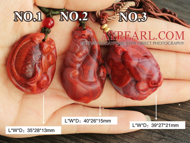 Animal Shape High Quality Southern Carnelian Pendant Necklace with Adjustable Cord ( You can choose one from three pendants )