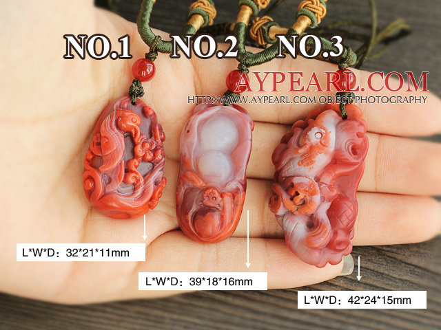 Animal Shape Southern Carnelian Pendant Necklace with Adjustable Cord ( You can choose one from the three pendant )