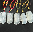 Classic Design Bag Buddha Shape Ice Agate Pendant Necklace with Adjustable Cord ( You can choose one from five pendants )