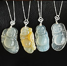 Fashion Buddha Shape Ice Agate Pendant Necklace With 925 Sterling Silver Chain Accessories ( You Can Choose One From Four Pendants)