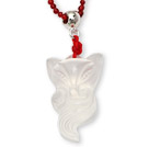 Beautiful Fox Shape White Crystal Pendant And Red Agate Beaded Necklace