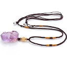 Wholesale Ametrine Pi Xiu And Yellow Jade Pendant Necklace With Suede Adjustable Cords