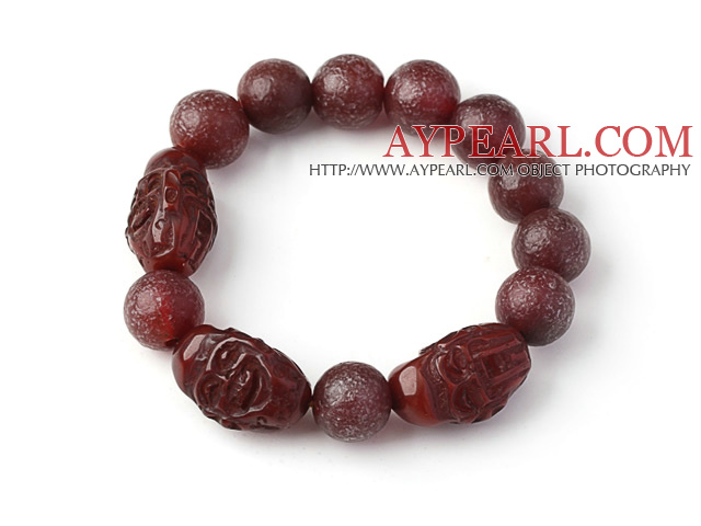 Nice Natural Xinjiang Raisins Original Red Agate Rosary Bracelet With Buddhu Head