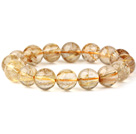 Wholesale Fashion Natural Round Gold Rutilated Quartz Beaded Stretch Bracelet (Different Sizes Can Be Available)