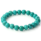 Popular 8mm Round Green Turquoise Beaded Stretch Bangle Bracelet