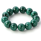 Nice Natural Round 14mm Malachite Beaded Elastic Bangle Bracelet