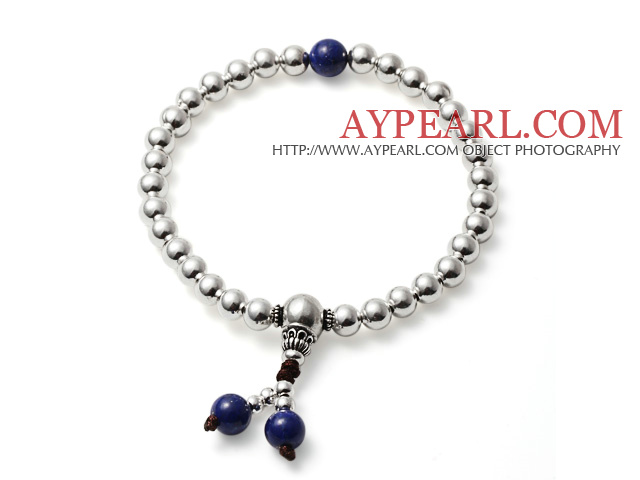 Simple Design Elegant 5mm Sterling silver Beads And 6mm Lapis beads Single Strand Rosary/Prayer Bracelet