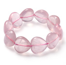 Beautiful Heart Shape Natural Star Rose Quartz Elastic Bracelet