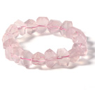 Fashion Design Irregular Shape Natural Star Rose Quartz Elastic Bracelet