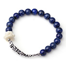 Sample Design Single Strand Natural Lapis Bracelet With 925 Sterling Silver Fish Accessory