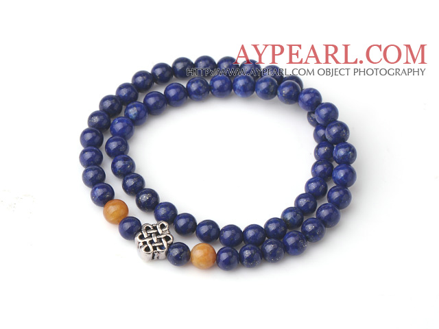 Sample Design Double Strands Natural 4A Lapis Bracelet With 925 Sterling Silver Accessory