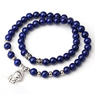 Sample Design Double Strands Natural 4A Lapis Bracelet With 925 Sterling Silver Fortune Cat Accessory