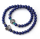 Sample Design Double Strands Natural 4A Lapis Bracelet With 925 Sterling Silver Butterfly And Lotus Accessory