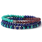 Sample Design Three Strands Natural Lapis Turquoise And Garnet Bracelet