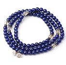 Sample Design Multi Strands Natural 4A Lapis And Citrine Bracelet With 925 Sterling Silver Lotus Seedpod Accessory