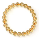 Beautiful Round Citrine Beads Single Strand Elastic Bracelet