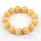 Wholesale 14mm Round Natural Yellow Jade Elastic Bangle Bracelet