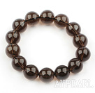 Wholesale 14mm Natural A Grade Smoky Quartz Beaded Elastic Bangle Bracelet