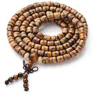 Classic Design Brown Cyliner Shape Wood 108 Beads Rosary/Prayer Bracelet