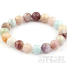 10mm Natural Morganite Beaded Elastic Bangle Bracelet