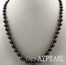 Wholesale Classic Design Round Garnet Graduated Necklace with Lobster Clasp
